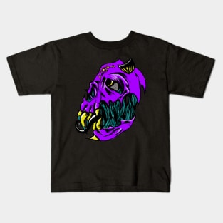 Regal Purple Demon Skull Kids T-Shirt